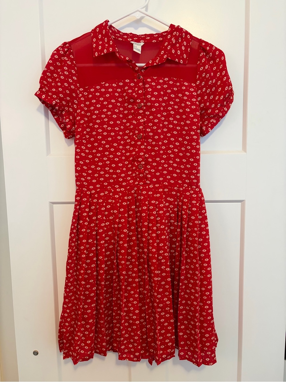 NWOT Red Short-Sleeve Button-Up Dress